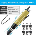 Handhold Pneumatic Tapping, Straight Type Self-Locking Tapping Machinewith 6 ChucksMachine, 700-2000RPM Speed Adjustable for Drilling/Tapping