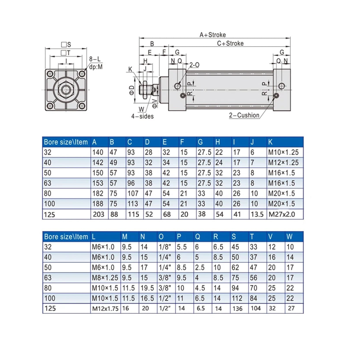 SC40/50/63/80/100/125/mm Bore Double Acting Standard Air Pneumatic Cylinder 1100/1200/1300/1400/1500/1600/2000mm Long Stroke(Stroke 1200mm,BORE 80mm)