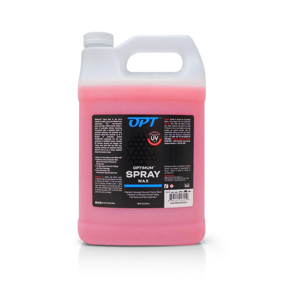Optimum Car Wax - Carnauba Spray Wax for Cars, Trucks, Motorcycles, Boats and RVs, Patented UV Protection, For All Exterior Surfaces, Up to 5 Months Protection (4 Gallons)