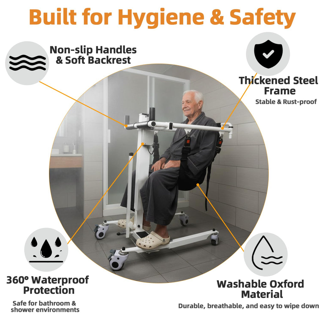 Electric Patient Lift Transfer Chair, Portable Folding & Transfer Lift for Car, Lift Elderly Seniors from Bed to Chair, Commode Toilet, Bathroom Wheelchair, Daily Lift and Transfer Need for Home Use