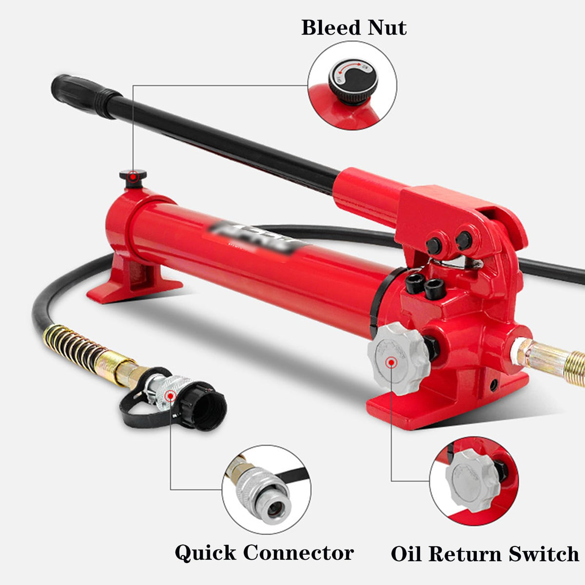 Single Acting Hydraulic Manual Lifting Pump CP-700A, 10000psi Portable Manual Hydraulic Pump with 1.8m Length Hose and Pressure Guage ZG 3/8 in Connector for Industry