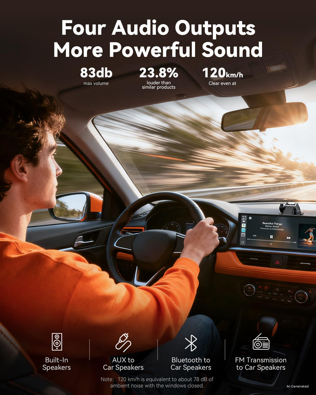10.26" Wireless Portable 60FPS Carplay Screen for Car with Net-Flix YouTube