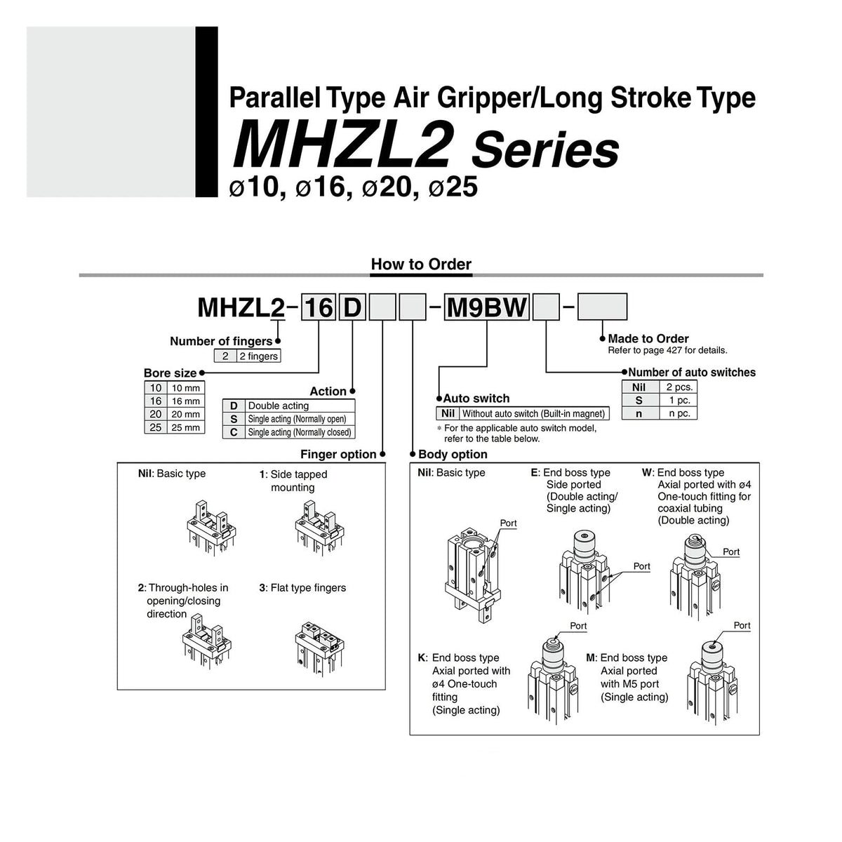 1pcs MHZL2 Series Parallel Type Air Gripper/Long Stroke Type 2 Fingers Bore 10/16/20/25 mm Opening/Closing Stroke 8/12/18/22 mm(MHZL2-D)