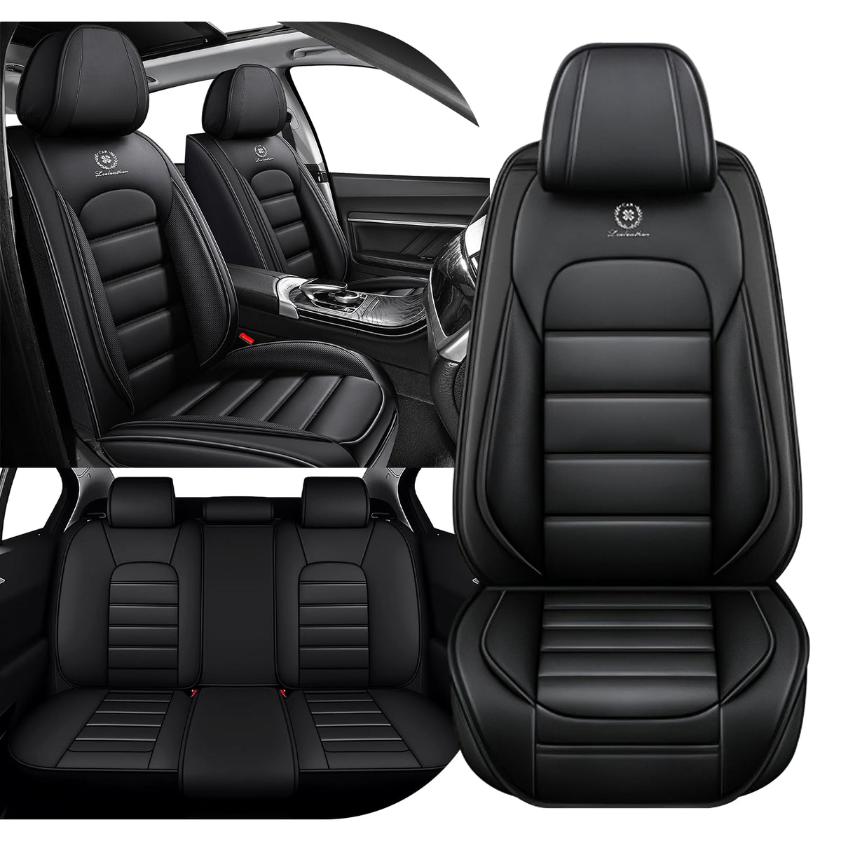 5-Seat Car Seat Cover for Honda Passport 2024, Interior Protector to Protect Car Seats from Damage, Easy Cleaning & Care (Full Black/Standard)