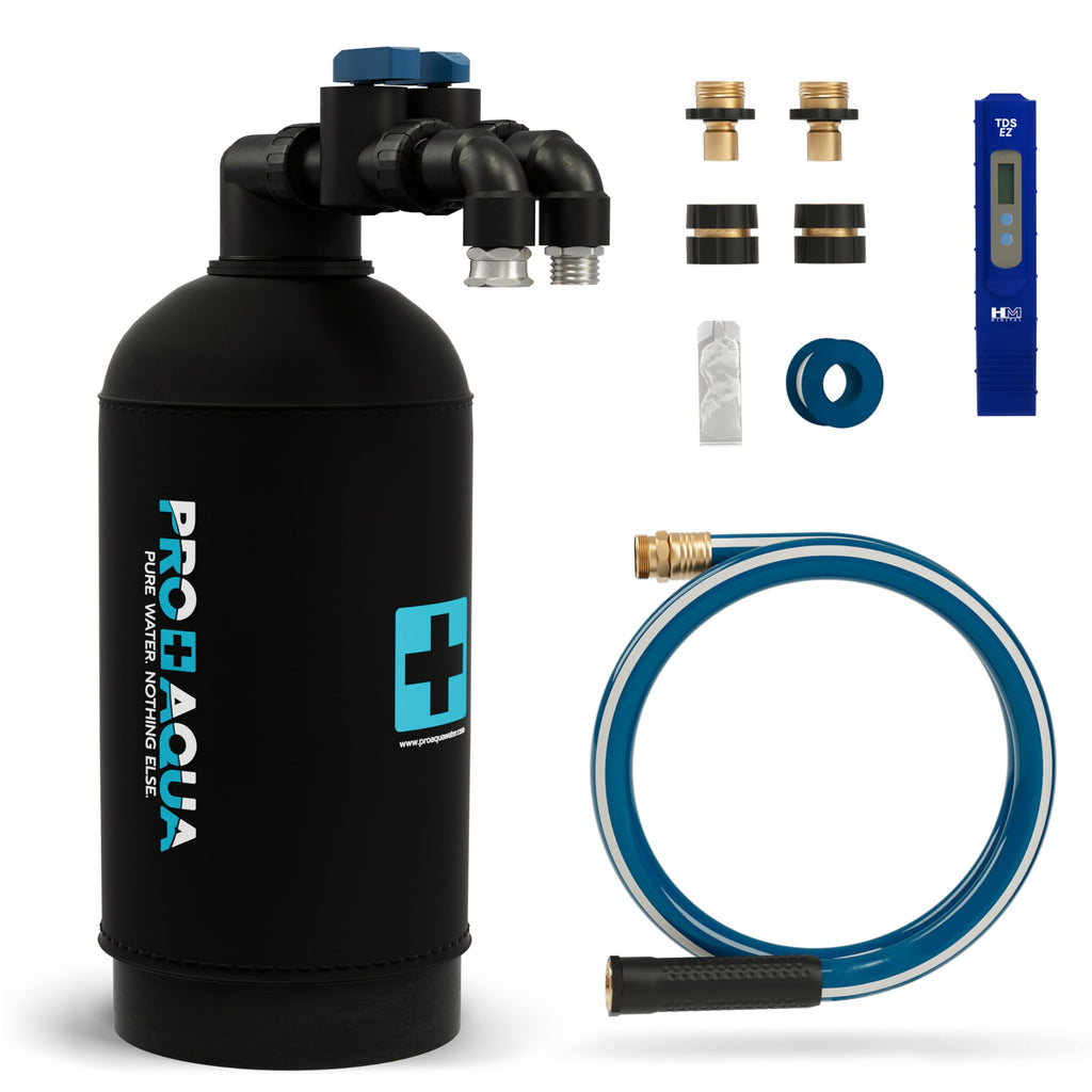 PRO+AQUA RinseMaster Go | Portable Spotless 1,100 Gallon Deionizer Spot-Free System for Car & RV Wash, Auto Detailing, High Capacity Spotless Rinse for All Vehicles, Trailers, Motorcycles, Boats