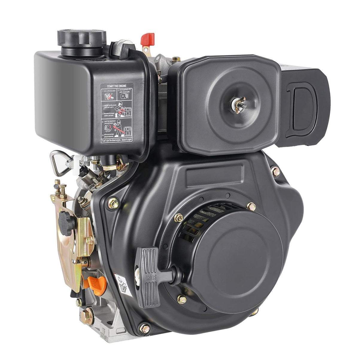 5HP 247CC 4-Stroke Diesel Engine, 3600r/min Air Cooled Vertical Shaft Motor Heavy Duty Machinery Generators Upright Manual Small Diesel Engine for Micro Tillers Water Pumps Irrigation Drainage Machine