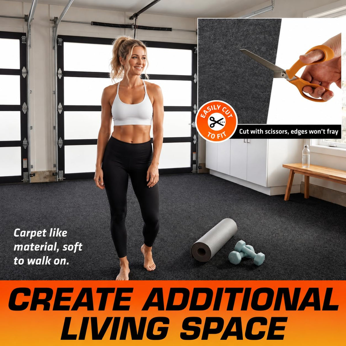 Armor All Garage Floor Mat 20' x 7'4", Waterproof Garage Flooring, USA Made