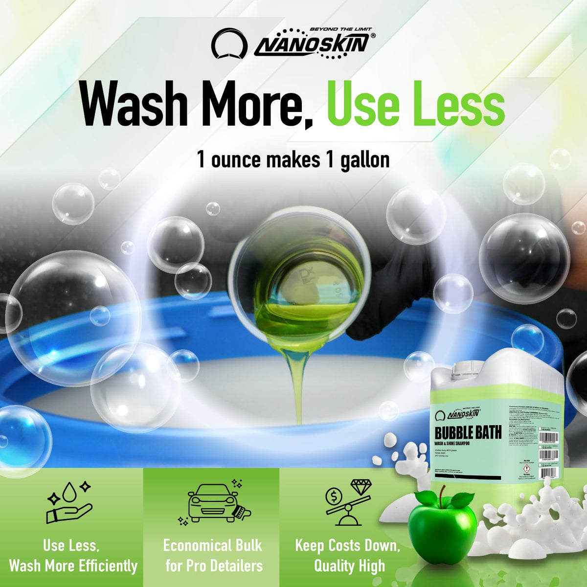 Nanoskin BUBBLE BATH Foaming Car Wash Shampoo, 55 Gallon