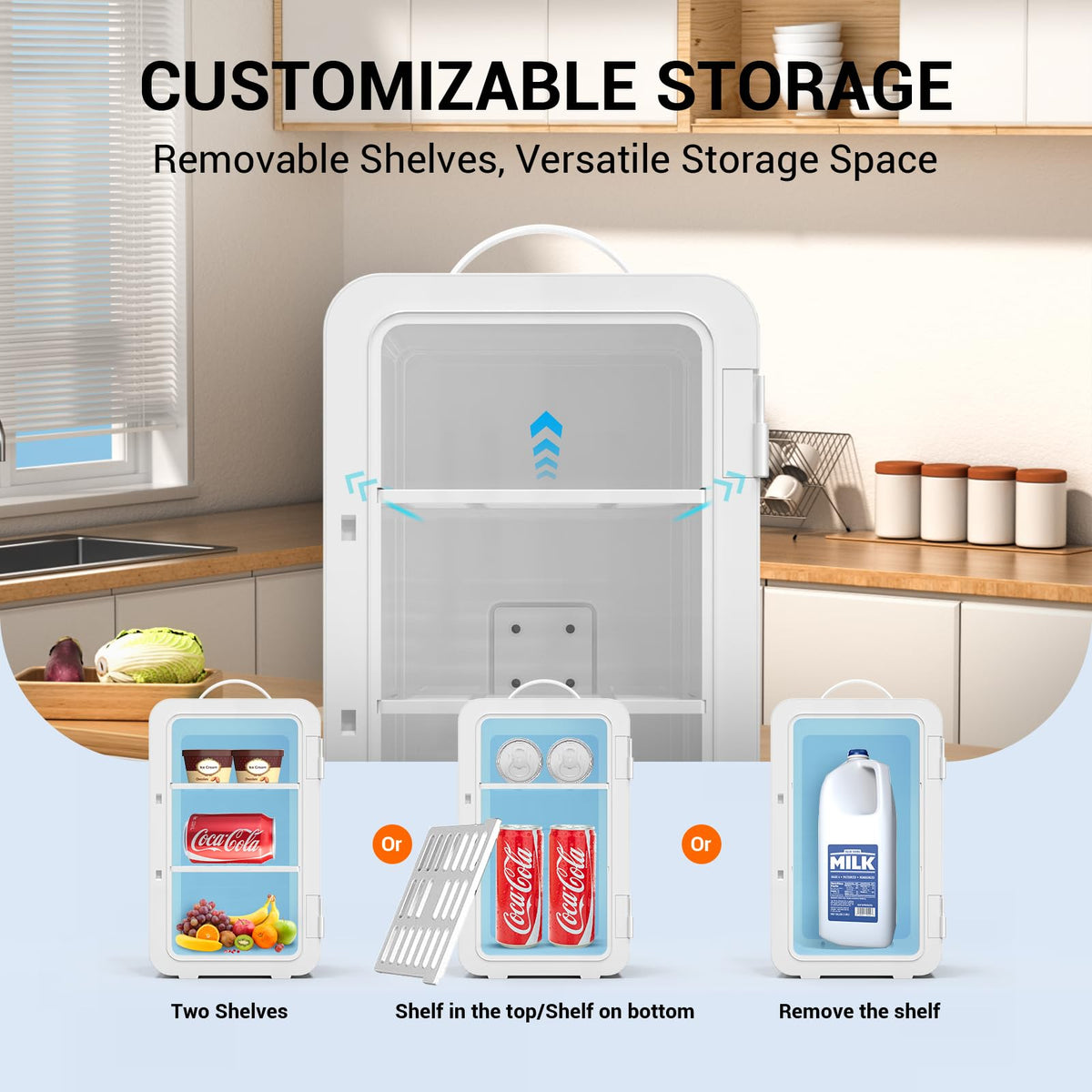 Mini Fridge for Bedroom Skincare Fridge Small Refrigerator 6L/8 Cans Compact Refrigerator 110V AC/12V DC Portable Cooler and Warmer for Skin Care Cosmetic Beverages Drinks, Office Dorm and Car