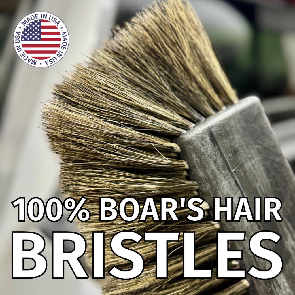 Montana Original Tri-Angle Boar’s Hair Car Wash Brush | Soft, Scratch-Free Cleaning | Telescopic Handle for Large Vehicles | MB-1800-H