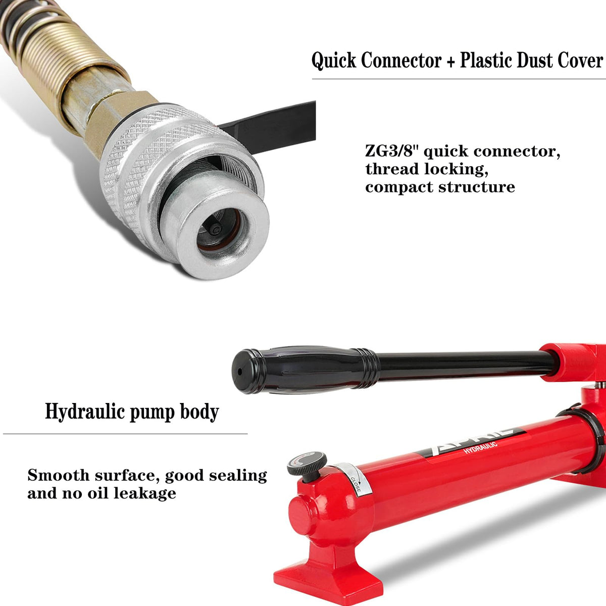 Single Acting Hydraulic Manual Lifting Pump CP-700A, 10000psi Portable Manual Hydraulic Pump with 1.8m Length Hose and Pressure Guage ZG 3/8 in Connector for Industry