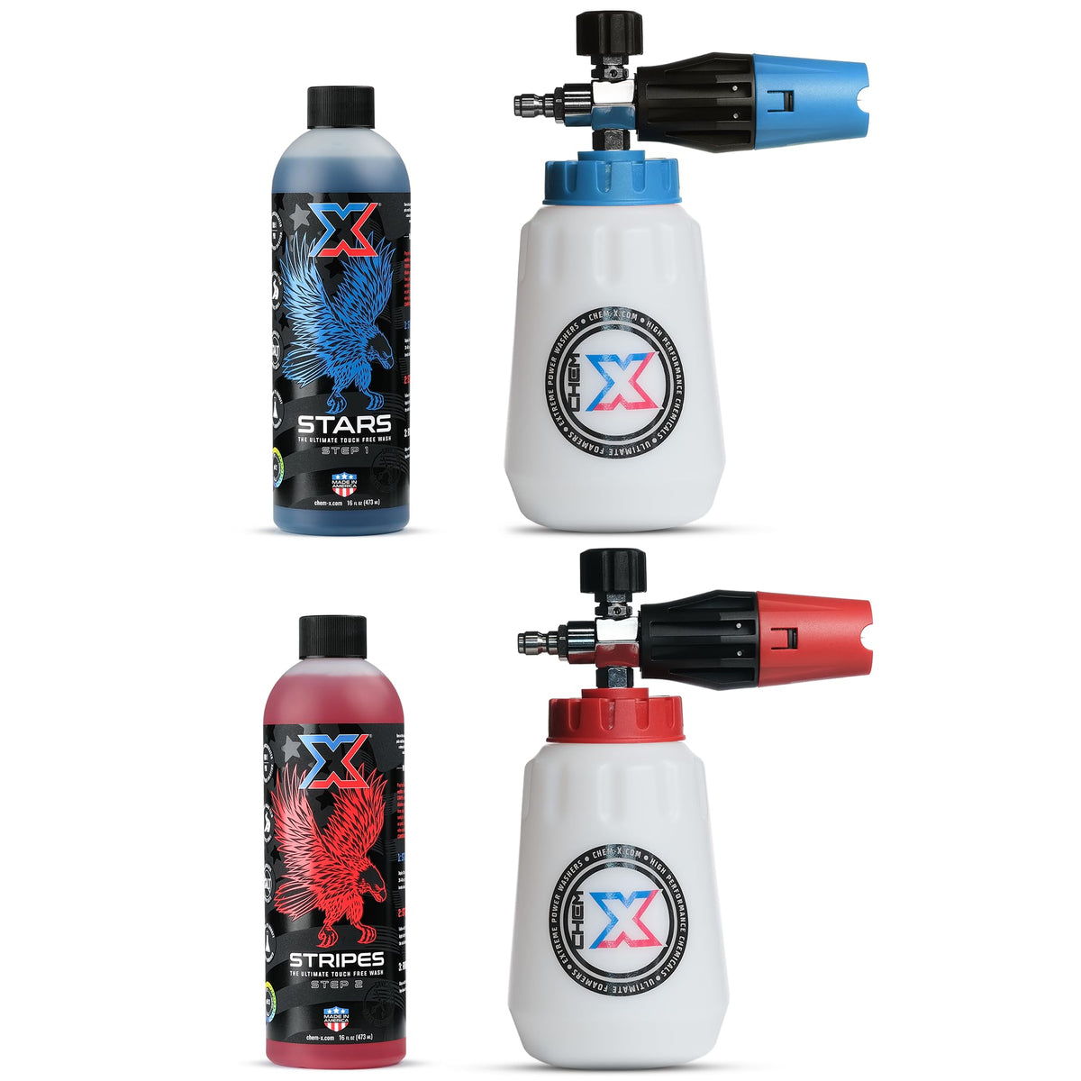 Chem-X Stars and Stripes: Ultimate Touch Free Vehicle Wash Chrome Cannon Kit (1g)