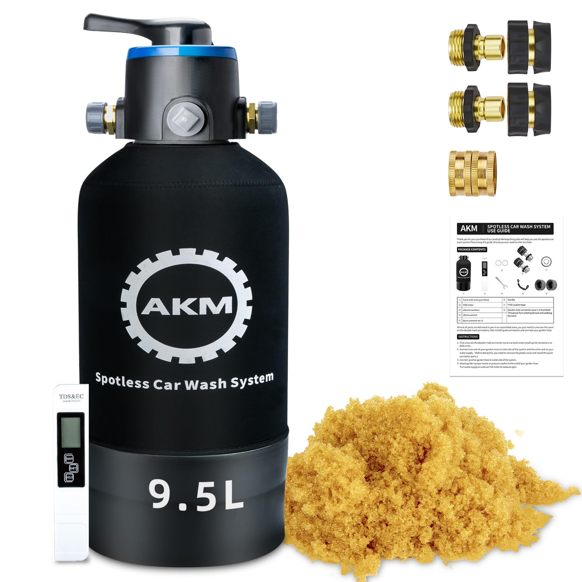 Spotless Water System for car wash,Pre-Filled with DI Resin,DI Water System,Garden Hose Quick Connector,Deionized Water System for RV,Vehicles,Motorcycles,Bikes,Boats,No Spots