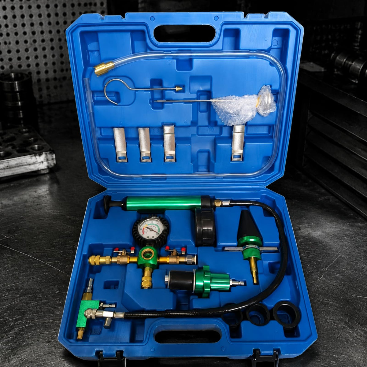 Filling Device Coolant Service Tool Cooling System Vacuum Purge Kit Leak Detection Tester Suitable for Workshop Repair and Home Garage