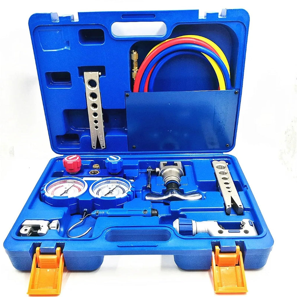 Refrigeration Integrated Flaring Tool Kits VTB-5B Refrigeration Tool Set Expander Set with R410A Refrigerant Pressure Gauge