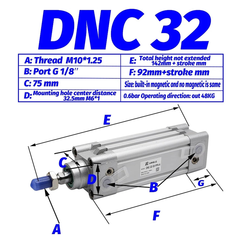 1pcs DNC-32-40-PPV-A DNC-50-125-PPV-A Cylinder Pneumatic Components bore 32 40 50mm 25-320mm Stroke DNC-40-80-PPV-A(160-PPV-A)