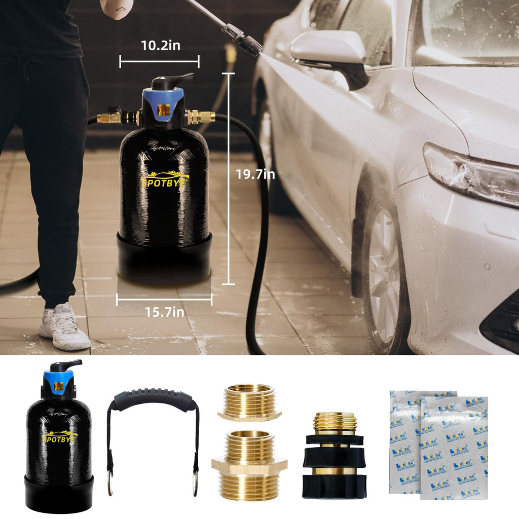 Spotless Water System for Car Wash, 10L Mixed Bed Resin DeionizedWater System, Bypass Valve & TDS Meter, Spot-Free Rinse for Cars RVs Boats Solar Panels