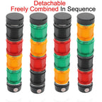 1pcs 70mm Signal Alarm Caution Indicator Industrial Stack Tower Warning Light Steady/Flash/Rotary Lamp LED for Machine 24V220V Buzzer(3 Layer with Buzzer,DC 12V)