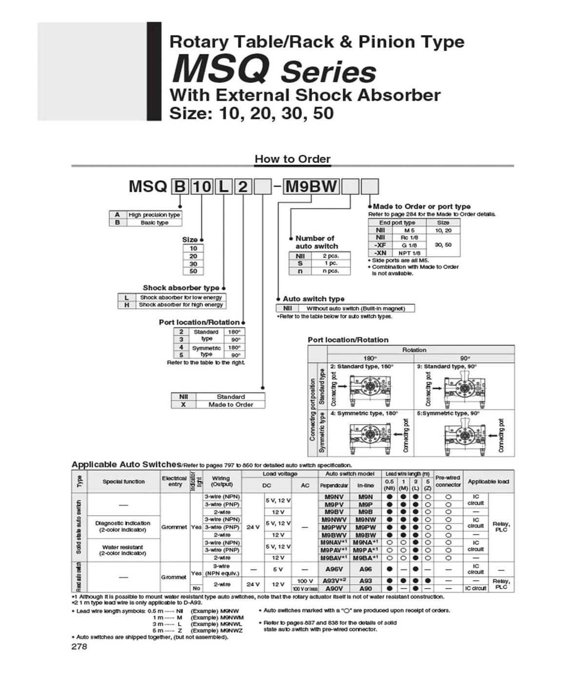 Rotary Table Rack Pinion Type Pneumatic Cylinder MSQB10L2 MSQB20L2 MSQB30L2 MSQB50L2 MSQB10L3 MSQB20L3 MSQB30L3 50L3(MSQB10L2)