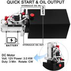 Car Jack Hydraulic Pump 12V DC Double Acting Power Unit 4-20 Quart Steel Oil Tank Dump Trailer Truck Car Lift Motor Pump(12 Quart 2 Acting)