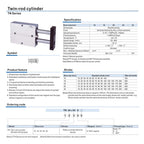 Two Rod Cylinder with Magnet Air Pneumatic Cylinder TN10X70S TN16X75S TN20X80S TN32X90S TN40X100S 50X125S(90mm Stroke)