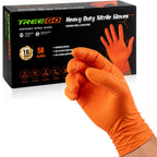 TREEGO 10 Mil Orange Nitrile Mechanic Gloves, Diamond Grip, 1000 Count M