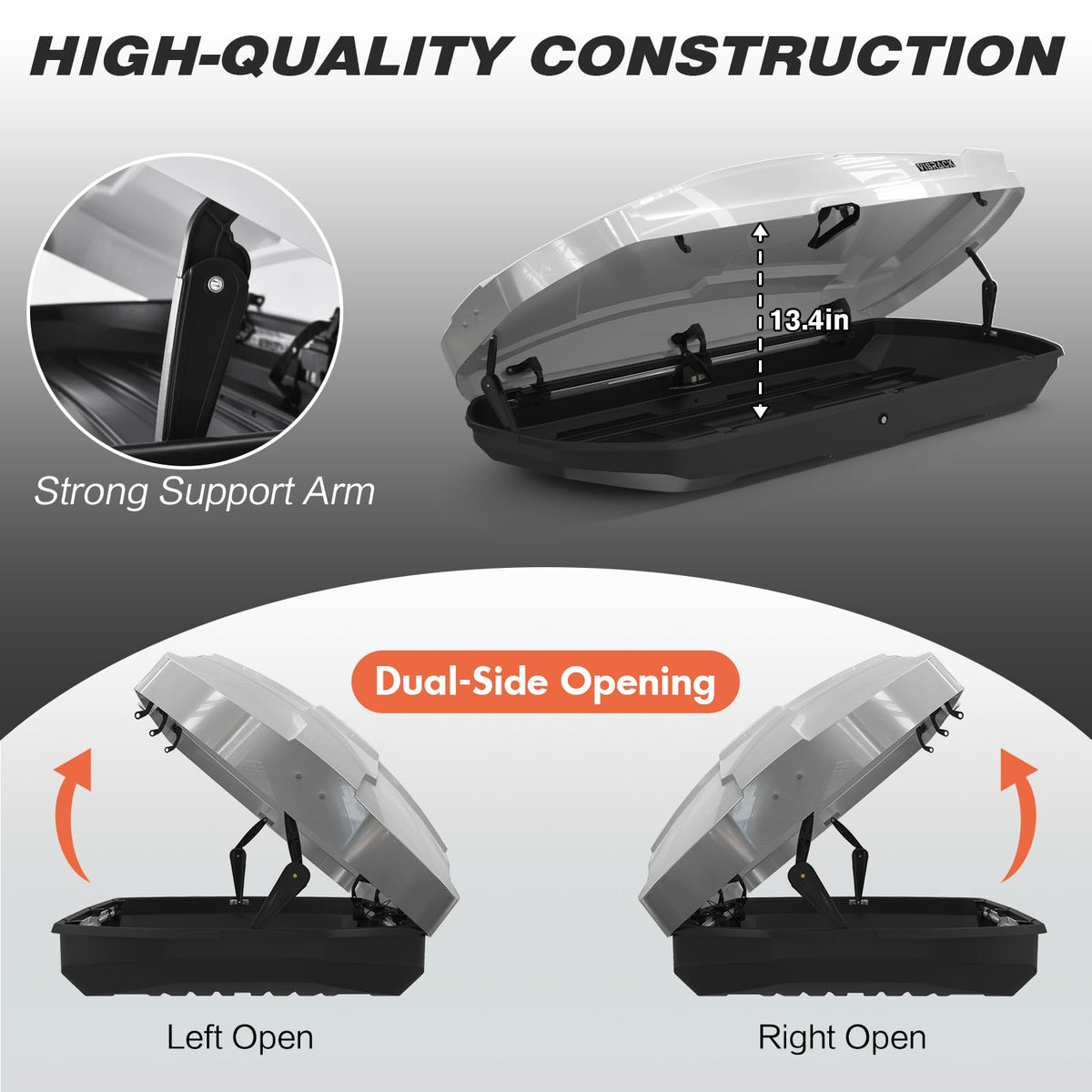 Roof Cargo Box, Dual-Side Opening Design, 26 Cubic Feet Capacity
