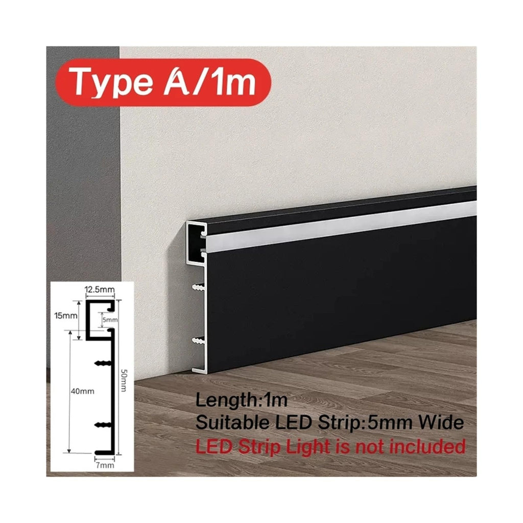 0.5/1M/Pcs 50mm LED Aluminium Profile Baseboard Hard Bar Strip