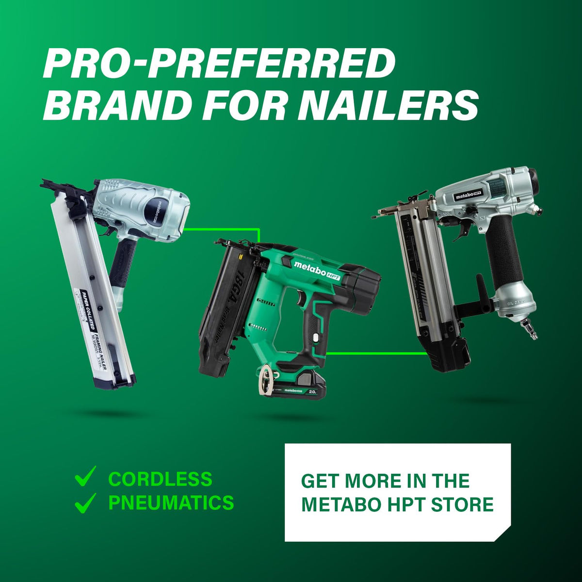 Metabo HPT Pneumatic Roofing Nailer, 16 Degree Asphalt Shingles, NV45AB2