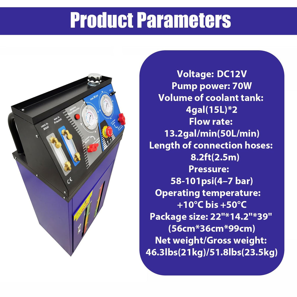 DC12V Automatic Engine Antifreeze Cleaning Machine Antifreeze Replacement Machine Coolant Fluid Changer 70W for Car/Truck Maintenance
