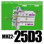 1pcs MHZ2 Pneumatic Finger Cylinder Parallel Gripper MHZ2-10/16/25/32/40D1/D2/D3 Side Thread Aluminium Clamps(MHZ2-25D3)