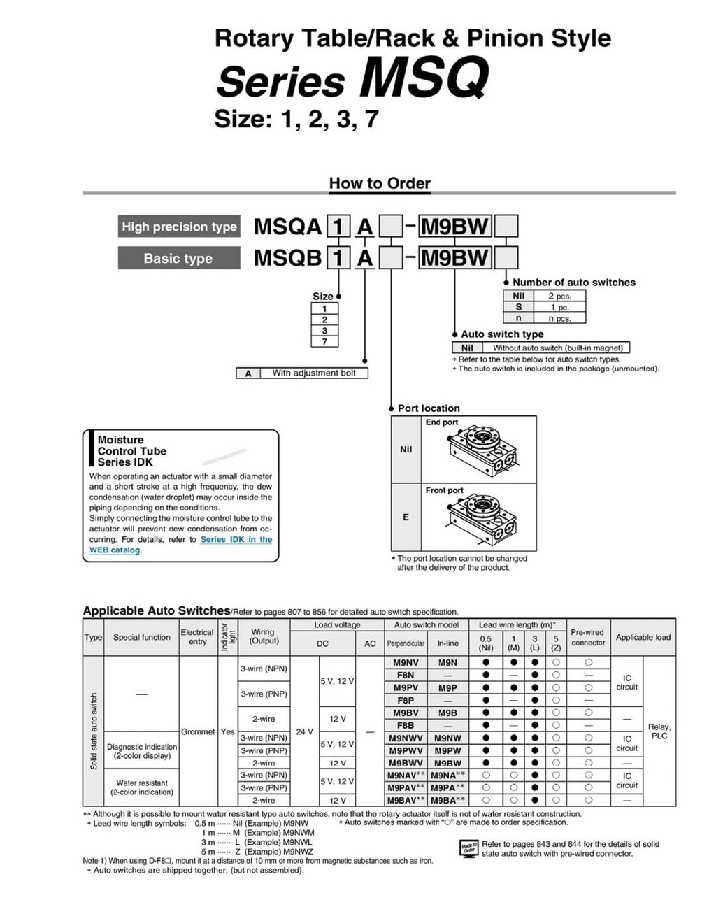 MSQB1 2 3 7 10 20 Rotary Table Air Cylinder Pneumatic Compressed Parts Type Pinion(MSQB 2 A)