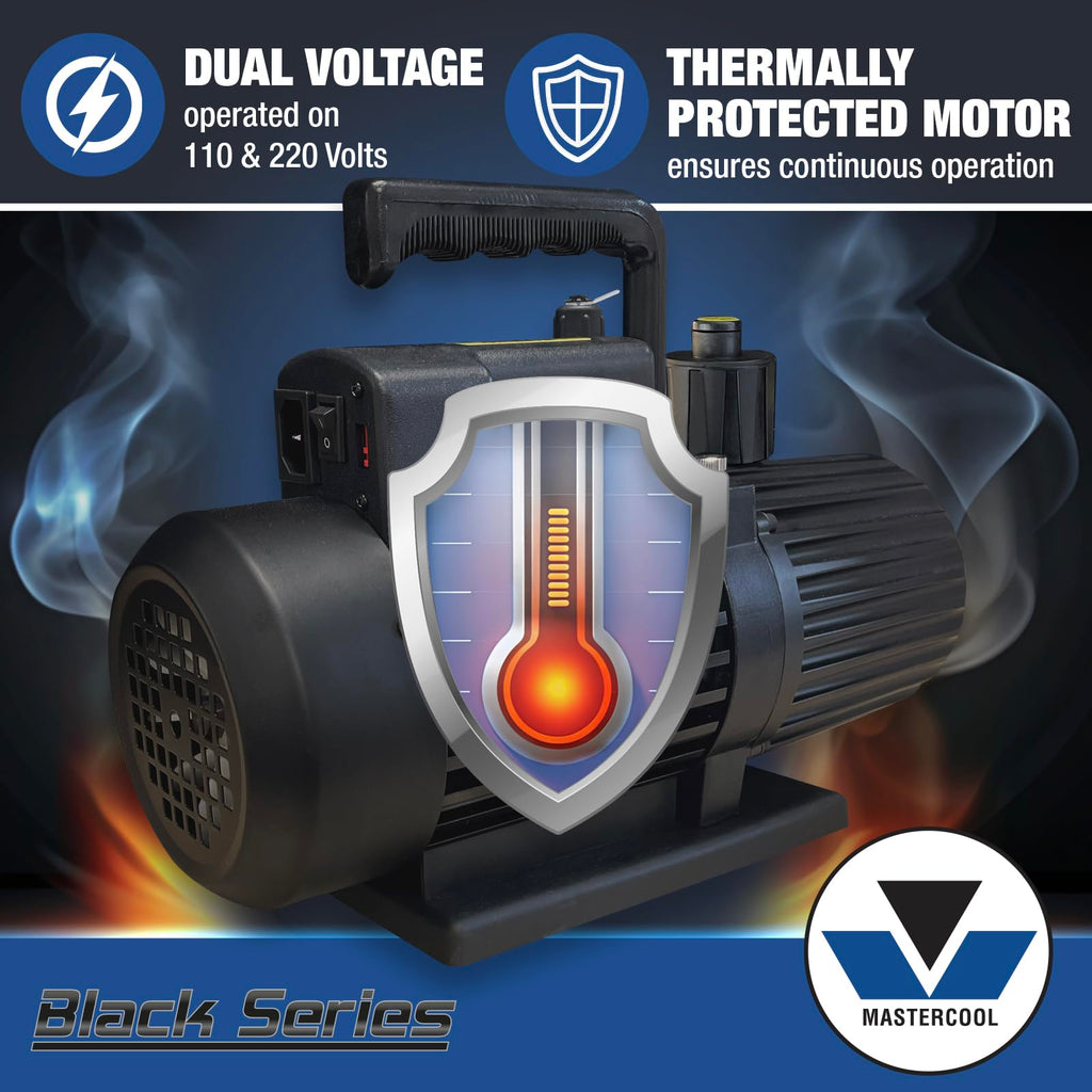 Mastercool 90612-2V-110-BL Black Series 12 CFM Two Stage Vacuum Pump