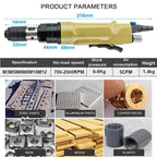 Handhold Pneumatic Tapping, Straight Type Self-Locking Tapping Machinewith 6 ChucksMachine, 700-2000RPM Speed Adjustable for Drilling/Tapping
