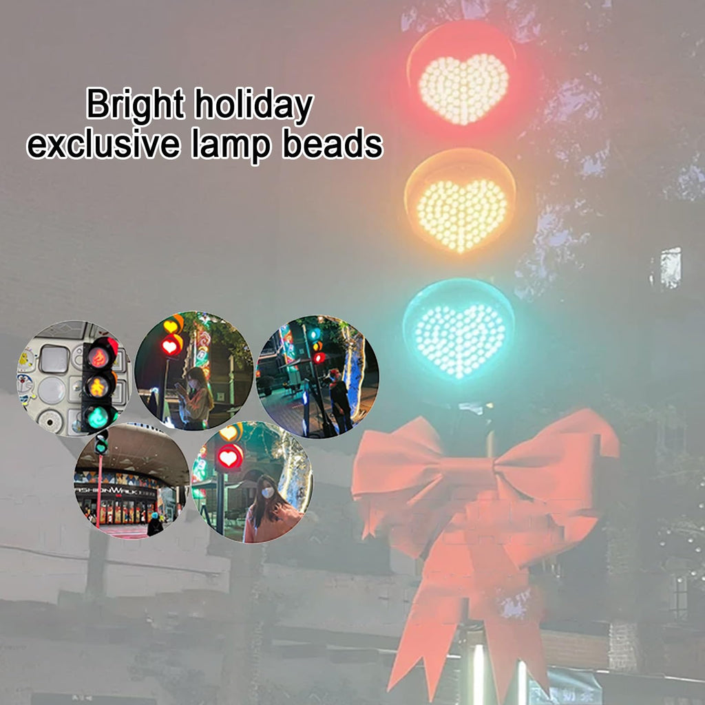 Traffic Light Wall Lamp Decoration, Red Yellow Green LED Heart-Shape Traffic Light, Retro Industrial Indicator Light, for Cafe Bar Club Shop Party Favor (Color : 200mm/8in, Size : 220V)(110V)