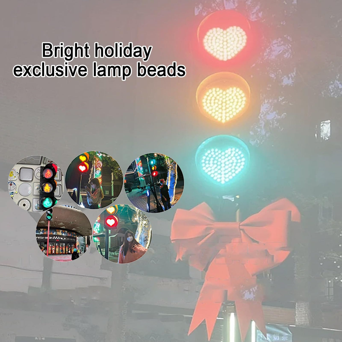 Traffic Light Wall Lamp Decoration, Red Yellow Green LED Heart-Shape Traffic Light, Retro Industrial Indicator Light, for Cafe Bar Club Shop Party Favor (Color : 200mm/8in, Size : 220V)(110V)