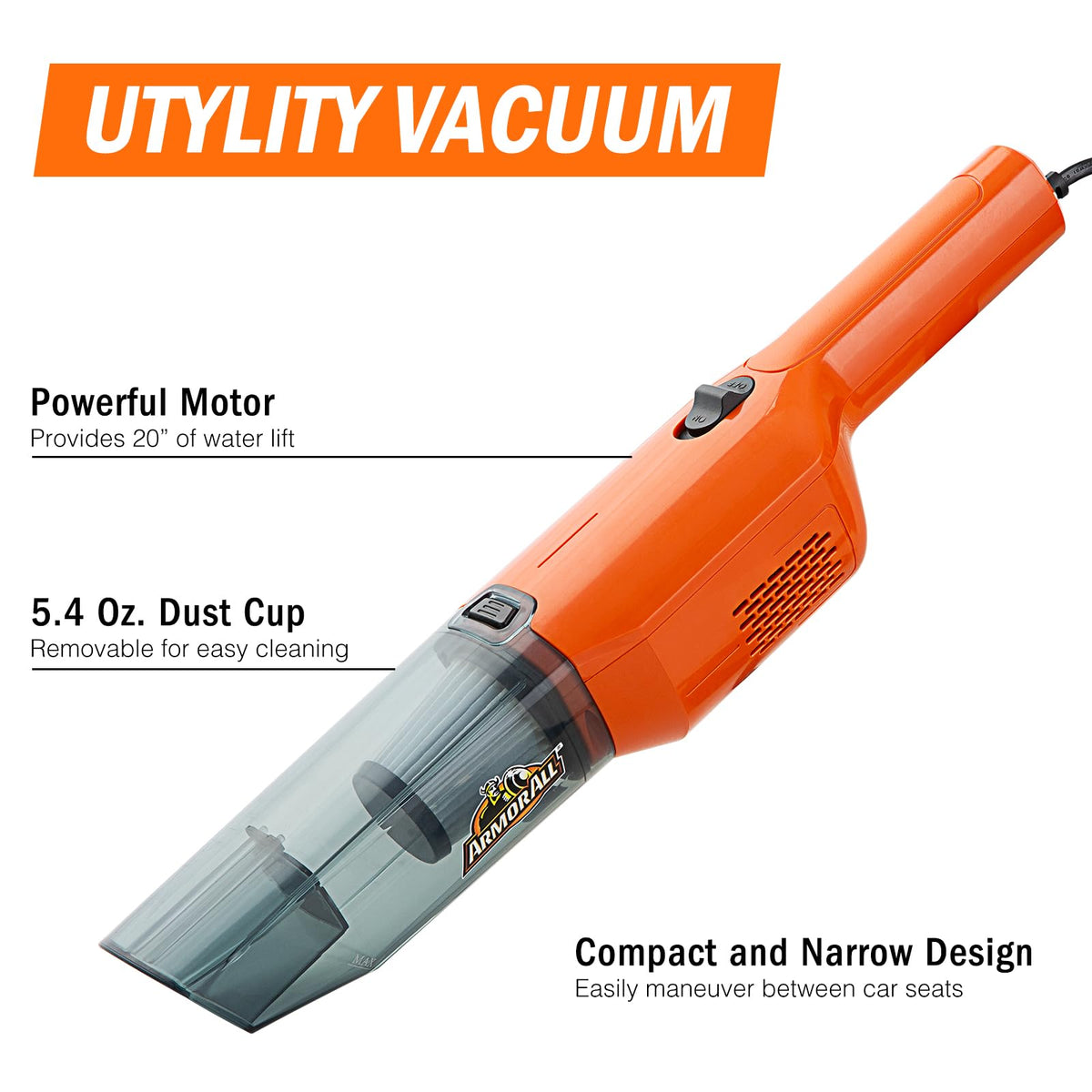 Armor All AA12V2 0903 Car Vac, Compact, Orange (Pack of 6)