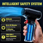 Cordless Car Dryer Air Blower 680CFM, 64mm Brushless Turbo Jet Fan 2.65LB Thrust, 750W Rechargeable Car Blower for Drying Auto SUV Motorcycle Detailing, 30W Fast Charge Touchless Car Wash Dryer Blower