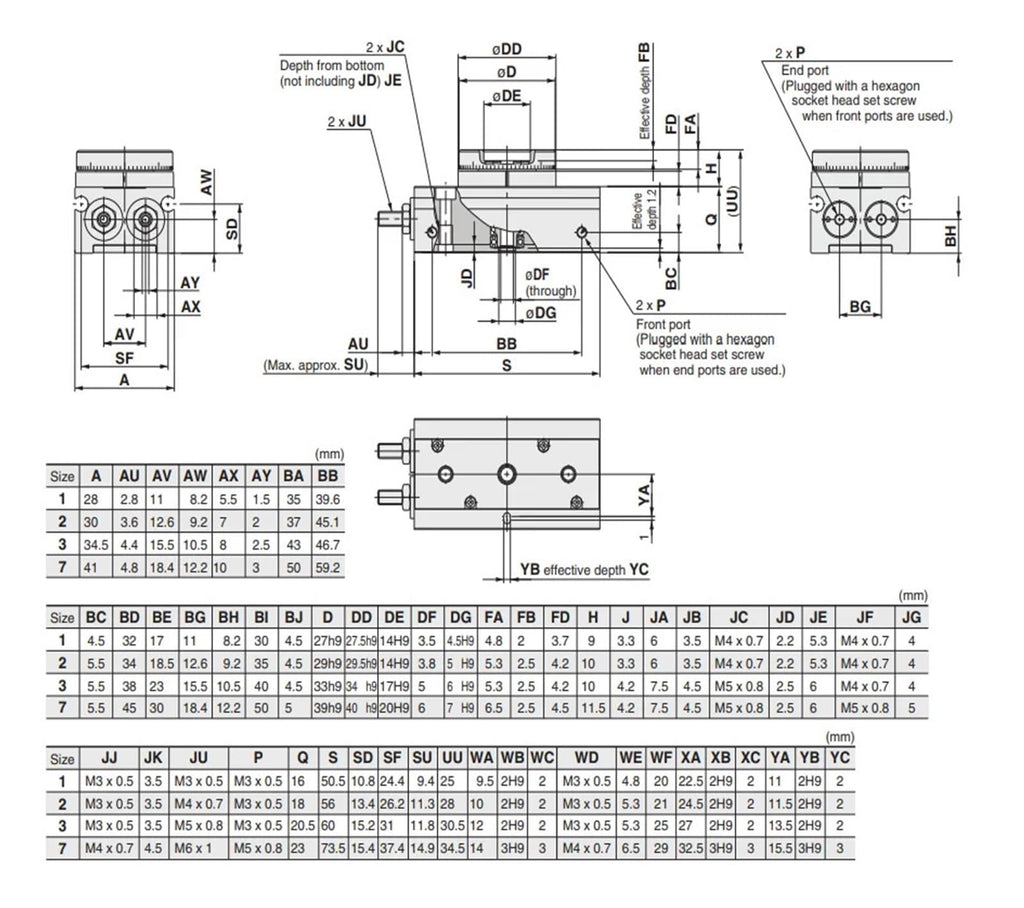 1pcs MSQB1AE MSQB2AE MSQB3AE MSQB7AE Pneumatic Rotary Table Cylinder Rack&Pinion Type(MSQB7AE)