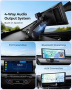 10.26" Wireless 60FPS CarPlay Screen with 4K Dash Cam & HD Backup Camera