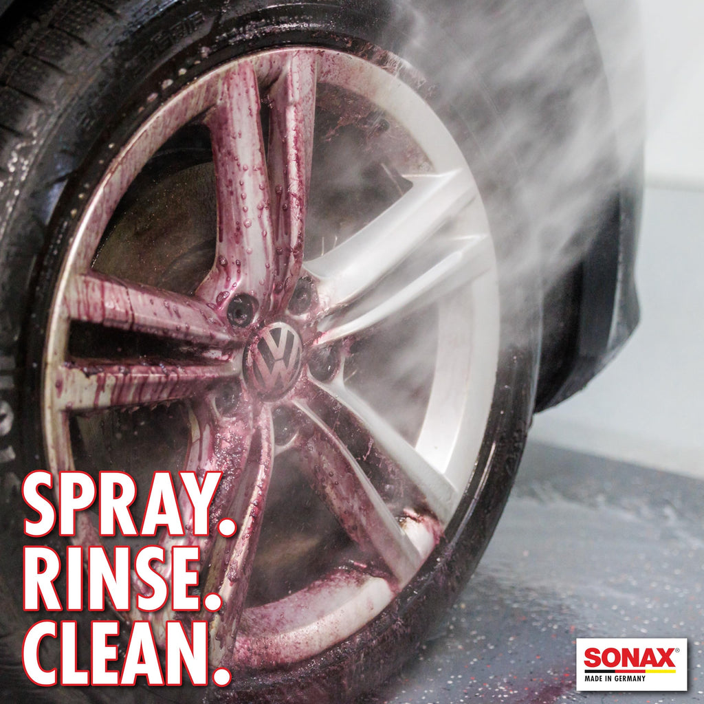 SONAX Wheel Cleaner Plus | Non-Acid Color Changing Formula for Effortless Removal of Brake Dust Grime and Dirt | Safe for All Wheels | Professional Strength Cleaner | 230705 | 25L