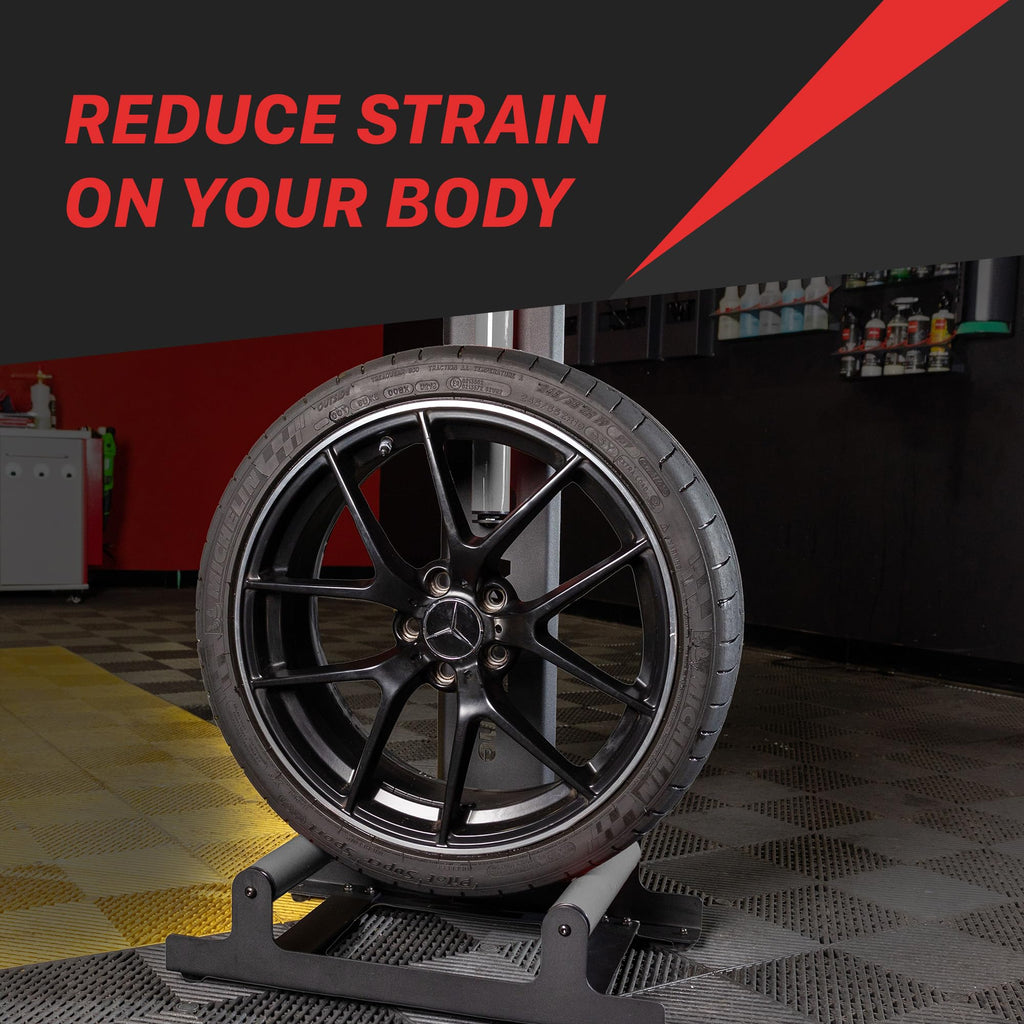Maxshine XL Universal Wheel & Rim Detailing Rolling Stand (Black) | 360° Rotating Tire Stand for Car Detailing, Wheel Wash, Ceramic Coating & Tire Shine | Heavy-Duty Rim Detailing Roller Stand
