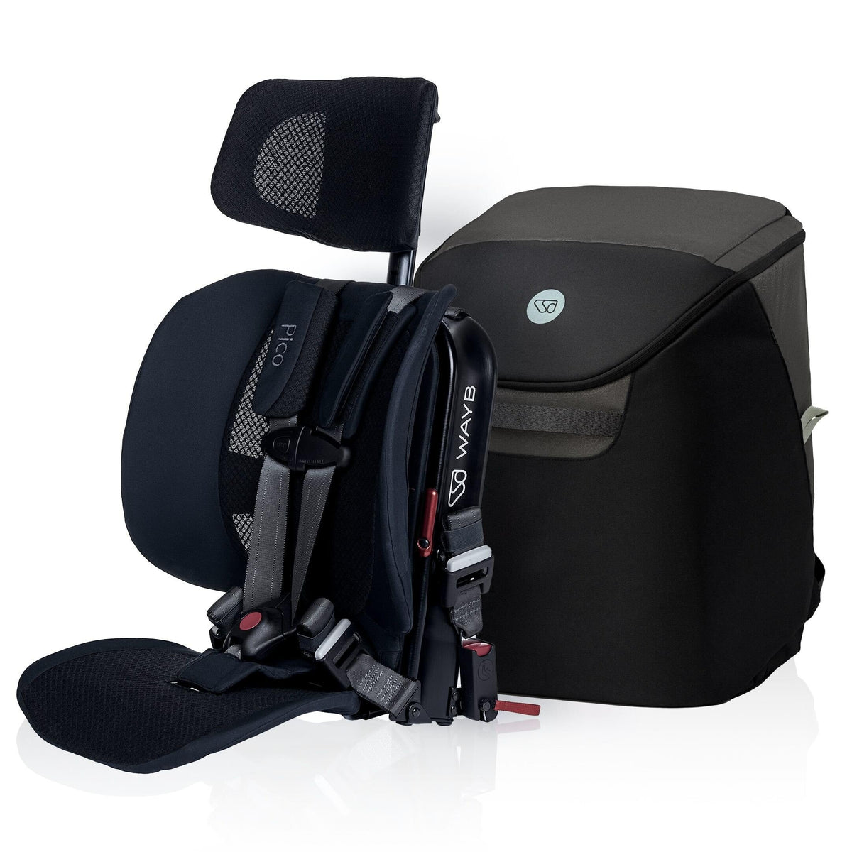 WAYB Pico Travel Car Seat with Premium Carrying Bag- Lightweight, Portable, Foldable - Perfect for Airplanes, Rideshares, and Road Trips - Forward Facing for Kids 26.5–50 lbs and 33.5–45"