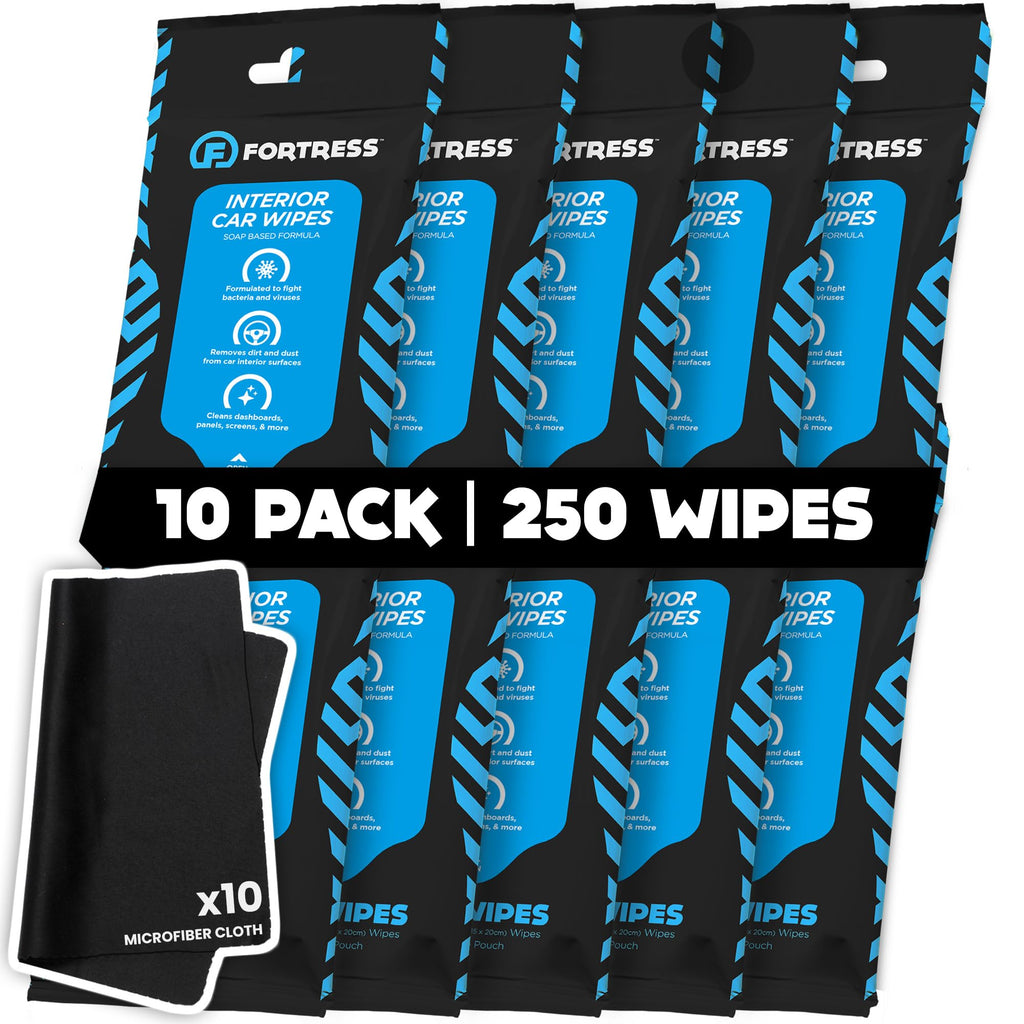 Fortress Car Interior Cleaner Wipes, Microfiber Cloth (25 ct, Pack of 64)