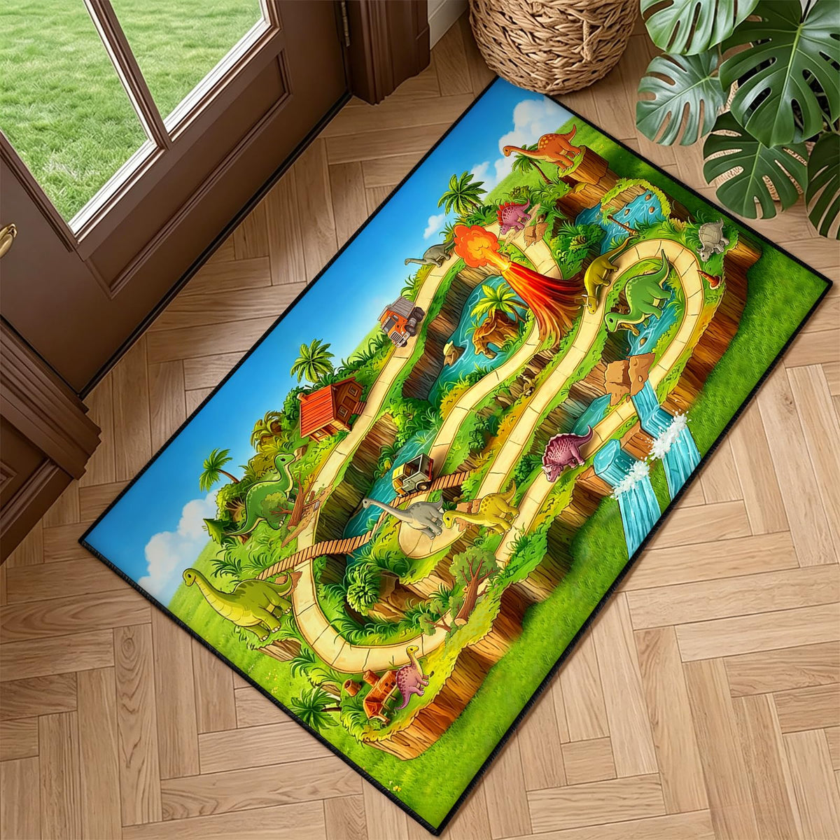 Kids Educational Area Rug 6x9, Kids Car Road Playroom Rug
