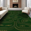 6'x9' Blue Charcoal Race Track Design Washable Area Rug