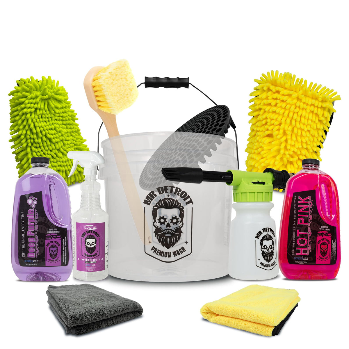 Mr. Detroit - 31pc Car Wash Kit with Foam Blaster Bucket, Car Care Cleaners