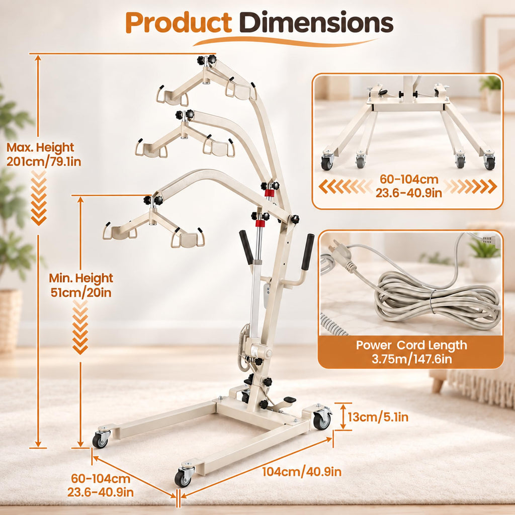 Patient Lift Electric Transfer Aid Elderly Home Bed Wheelchair Foldable