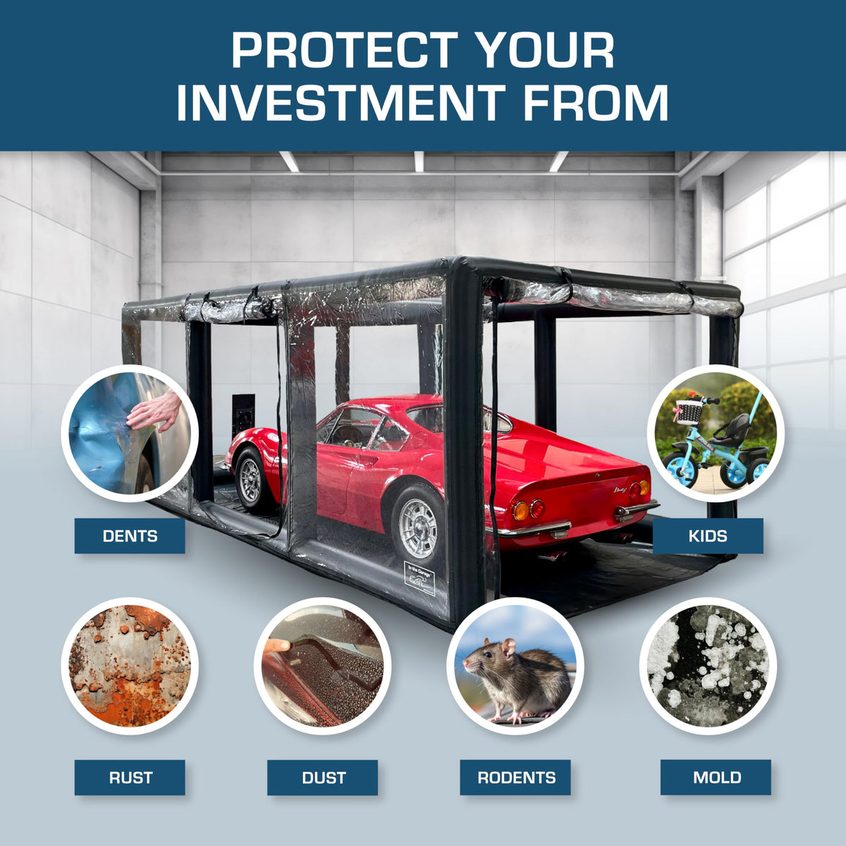 IN THE GARAGE Ultimate Car Shield, Indoor Shelter, Carbon Finish 18ft