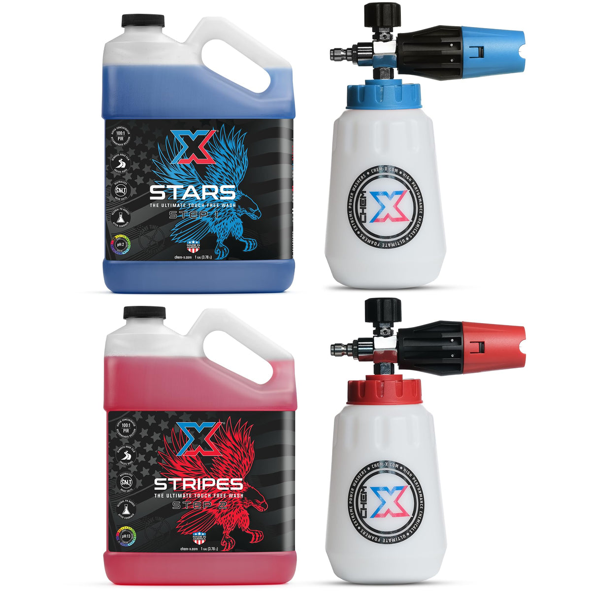 Chem-X Stars and Stripes: Ultimate Touch Free Vehicle Wash Chrome Cannon Kit (1g)